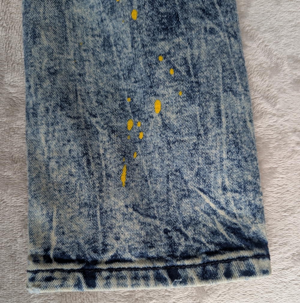 Womens Distressed Moto Skinny Jeans Streetwear Grunge Graffiti Acid Wash Sz 30 - Picture 13 of 13